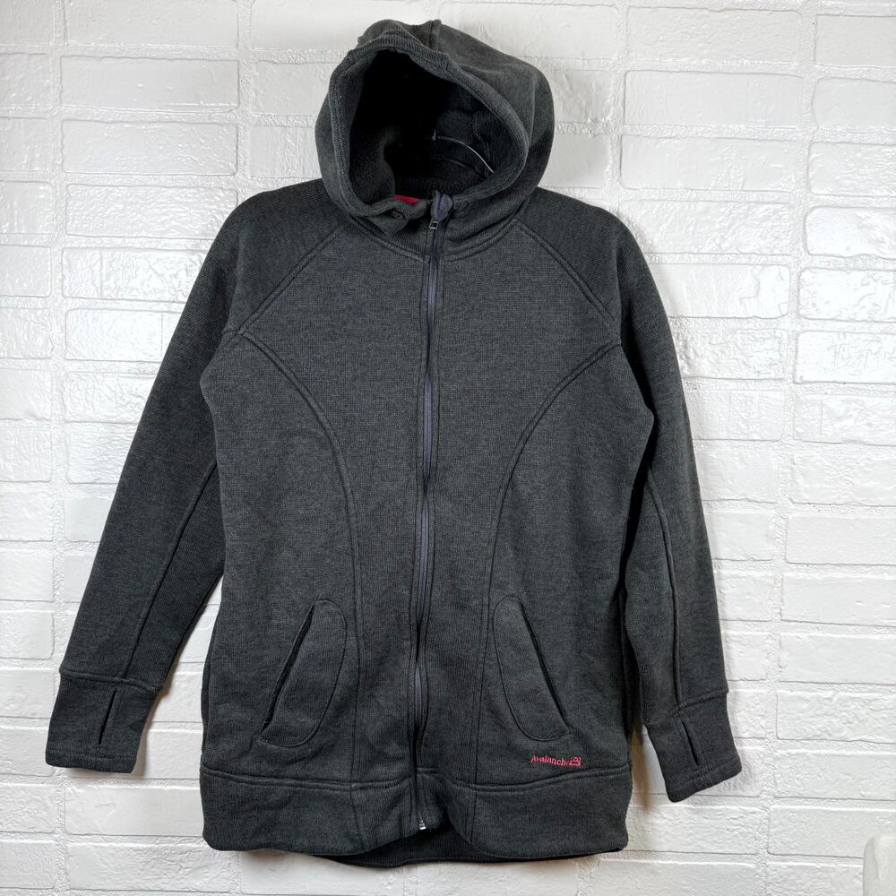 Avalanche Thermalation Hoodie Womens L Gray Fleece Lined Knit Full Zip Outdoor